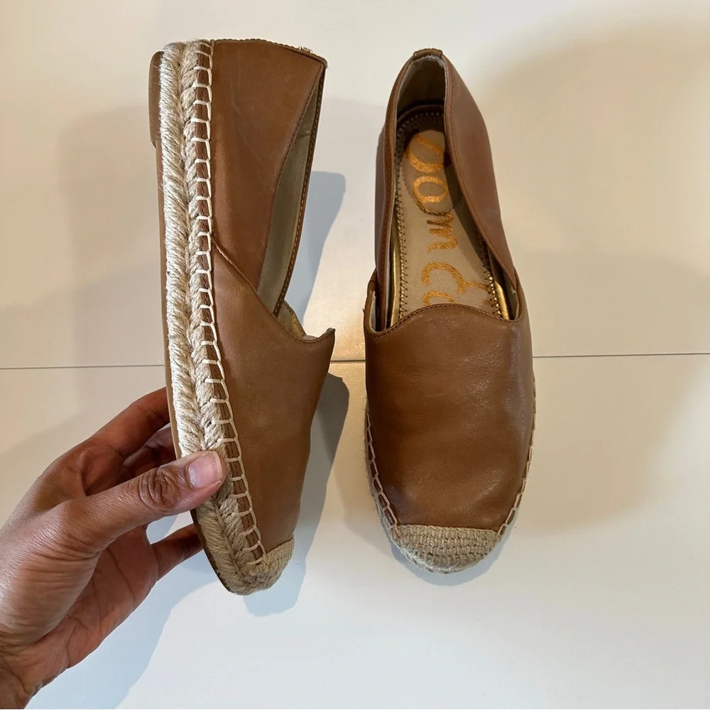 Sam Edelman Women’s Kesia Light Brown Genuine Leather Espadrille Flats sz 7M